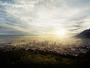 areal photography of city during sunrise