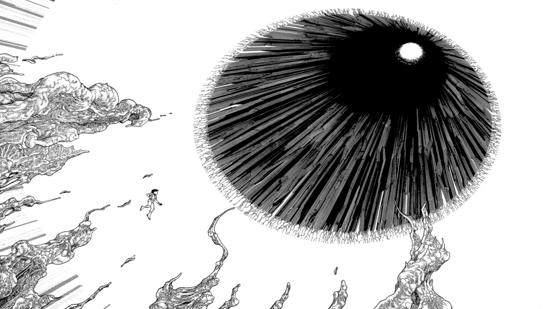 round black hole illustration, Akira, katsuhiro otomo, Monochrome Factor, manga