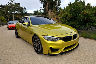 yellow Buick coupe, car, BMW, BMW M4 Coupe, BMW M4
