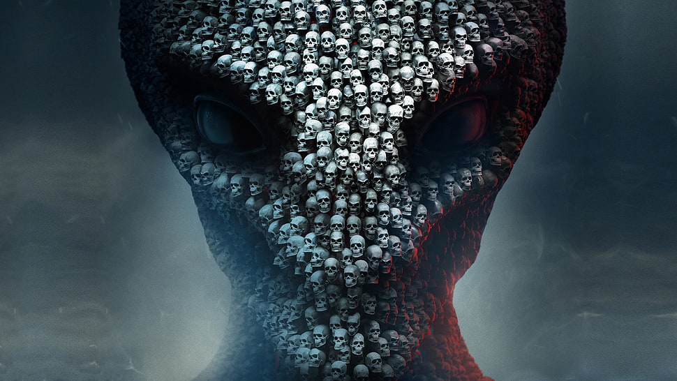 assorted skull head 3D wallpaper HD wallpaper