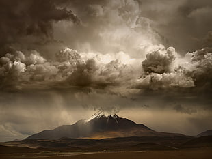 mountain photo digital wallpaper \, landscape, nature, mountains, clouds