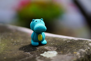 blue plastic toy, Hippopotamus, Toy, Figurine