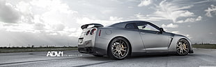 silver Nissan GT-R R35 coupe, car, vehicle, silver cars, Nissan GT-R R35