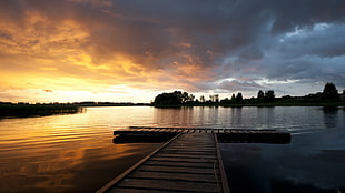 photo of dock during golden hour