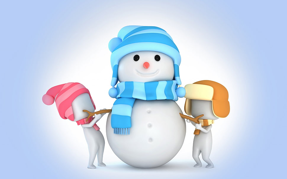 snowman with scarf clip art, Christmas, New Year HD wallpaper