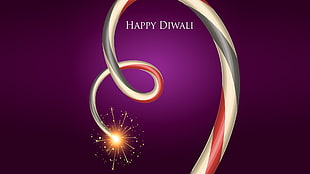 happy diwali text with purple background wallpaper