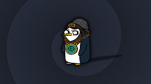 penguin with bling and knit cap illustration