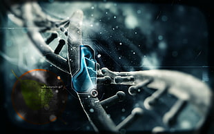 DNA clip art, DNA, genetics, render, CGI HD wallpaper