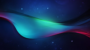blue, green, and red nebula graphic wallpaper, 3D, digital art, waves
