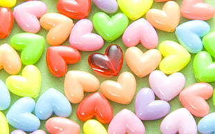 Hearts,  Beads,  Colored