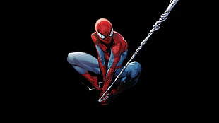 Spider-Man illustration, Marvel Comics, Spider-Man, black background, superhero