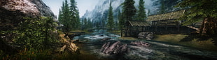 The Elder Scrolls V: Skyrim, nature, landscape, multiple display
