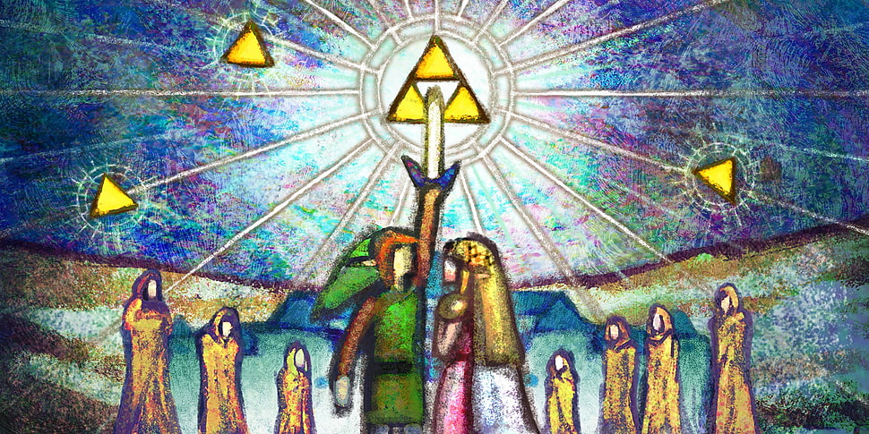 religious painting, artwork, video games, The Legend of Zelda, Link HD wallpaper