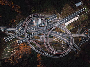 aerial photography of road intersection