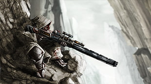 person holding sniper rifle painting, artwork, snipers HD wallpaper