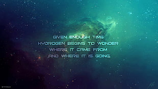 white text on green background, humor, space, philosophy, TylerCreatesWorlds HD wallpaper
