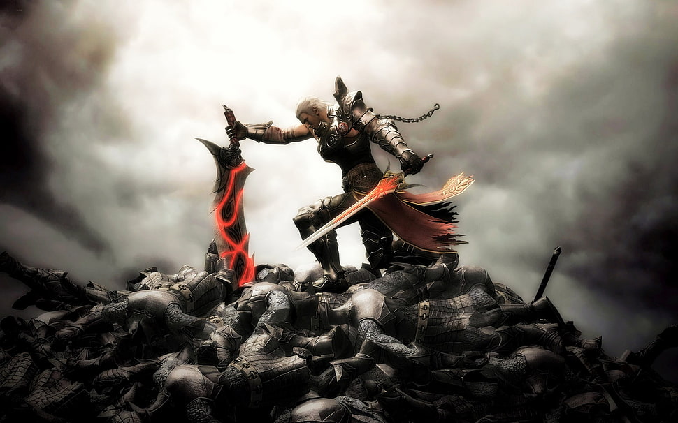 gray and red fantasy sword, sword, artwork HD wallpaper