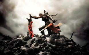 gray and red fantasy sword, sword, artwork HD wallpaper