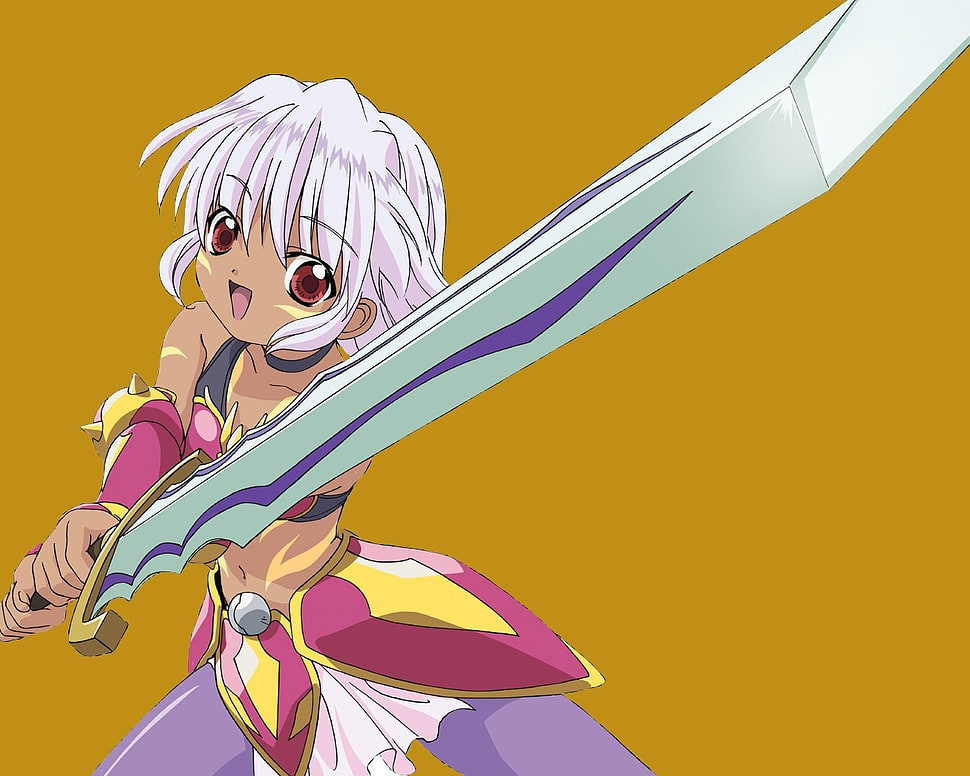 female character holding sword HD wallpaper