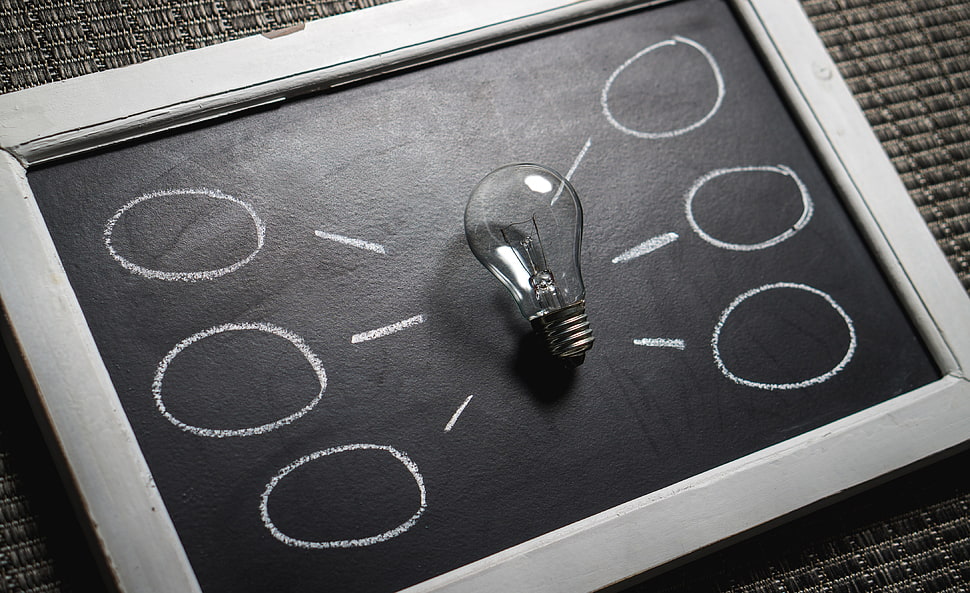 light bulb on black board HD wallpaper