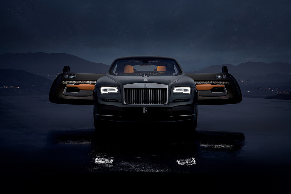 black car, Rolls-Royce Wraith Luminary Collection, 2018, 4K HD wallpaper