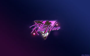 pink and black Retro Wave logo, New Retro Wave, synthwave, neon, 1980s