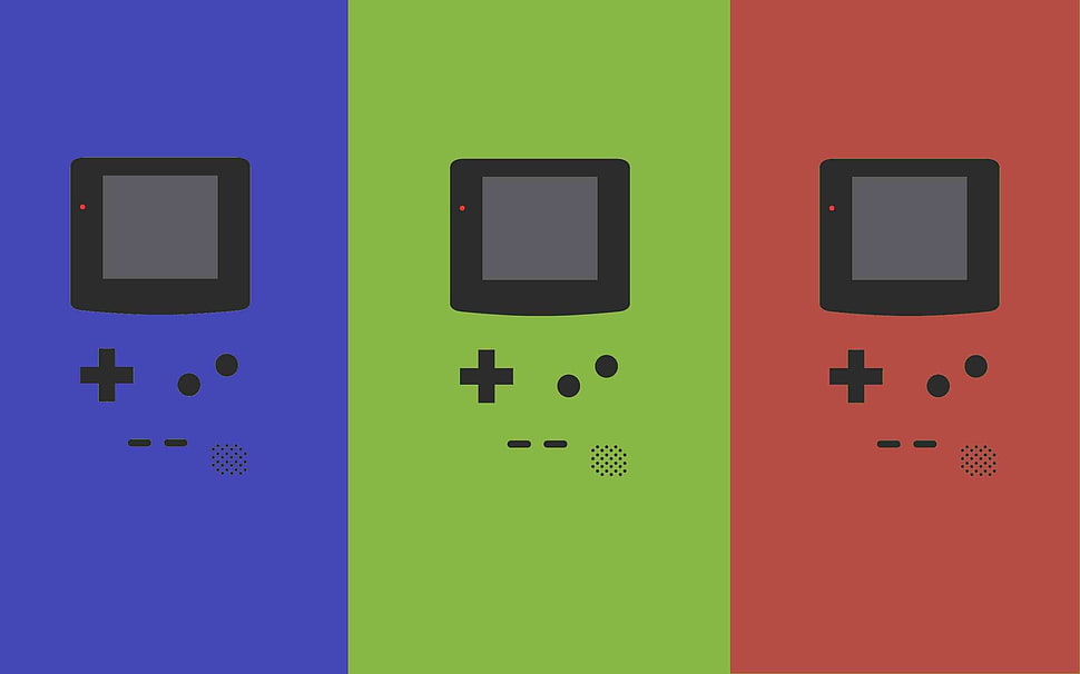 blue, green, and red Nintendo Game Boy Color collage, GameBoy HD wallpaper