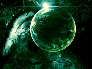 black planet digital wallpaper, space