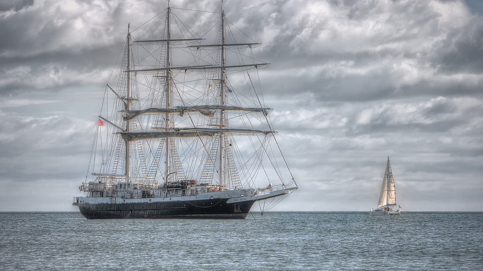 gray and brown ship, sailing ship, sailing HD wallpaper