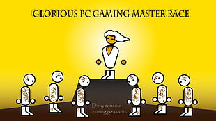 yellow background with text overlay, computer, hero, minimalism, Zero Punctuation