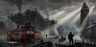 game scene illustration, apocalyptic, London, artwork, dystopian HD wallpaper