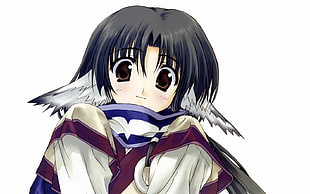 black haired female anime character with gray ears