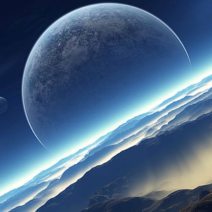 blue planet 3D wallpaper, space