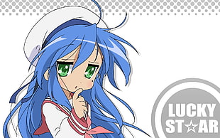 blue-haired girl anime character illustration