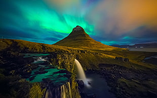 Kirkjufell, Iceland, Iceland, aurorae, mountains, landscape