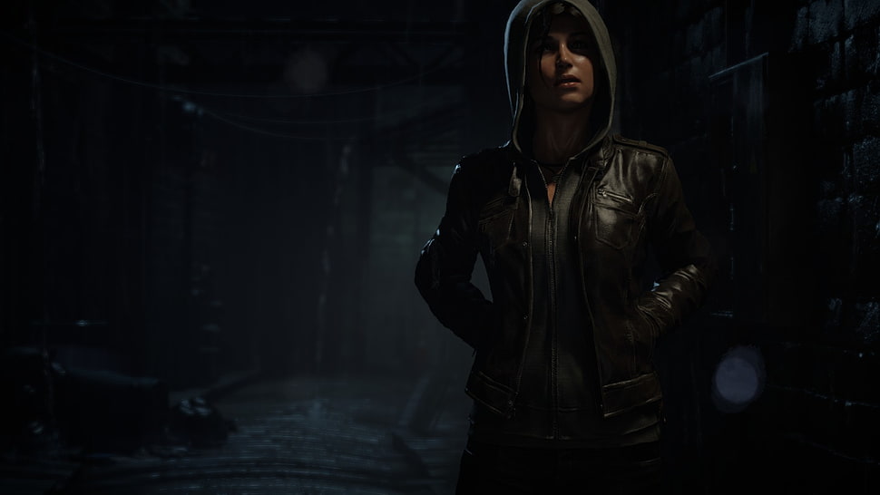 black leather zip-up jacket, Rise of Tomb Raider, Lara Croft HD wallpaper