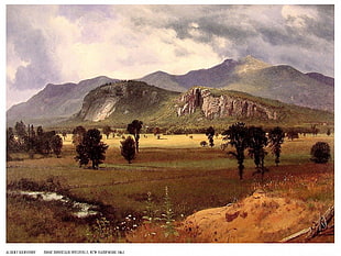 landscape photography of mountain, Albert Bierstadt, landscape, painting, classic art