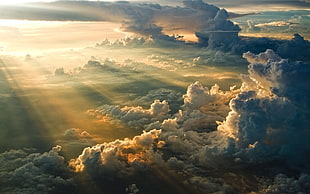 white clouds, photography, nature, sun rays, clouds HD wallpaper