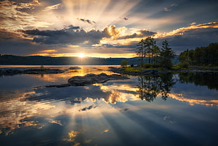body of water, sunset, reflection, water, Norway