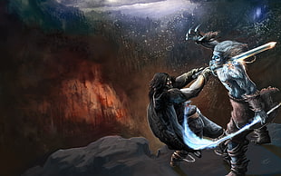 warriors fighting painting, Game of Thrones, The Others, fantasy art, Azor Ahai HD wallpaper