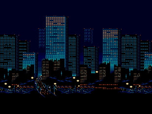 city skywalk photo at night HD wallpaper