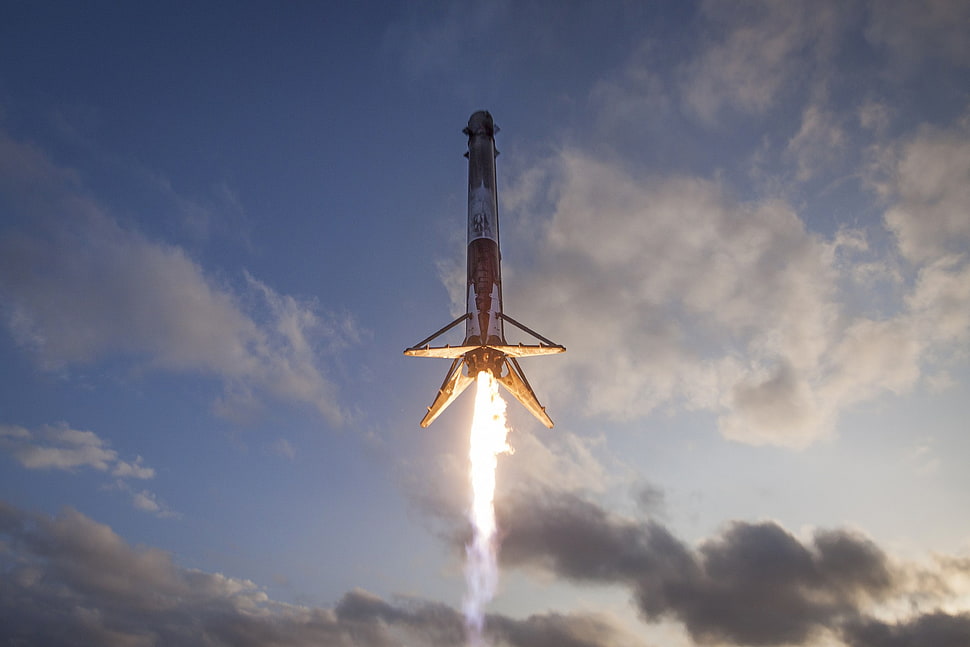 brown and black ceiling fan, SpaceX, rocket, fire HD wallpaper