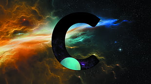 black and green C wallpaper, letter, space