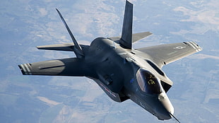 grey fighter plane, Lockheed Martin F-35 Lightning II, lightning, military aircraft, US Air Force HD wallpaper