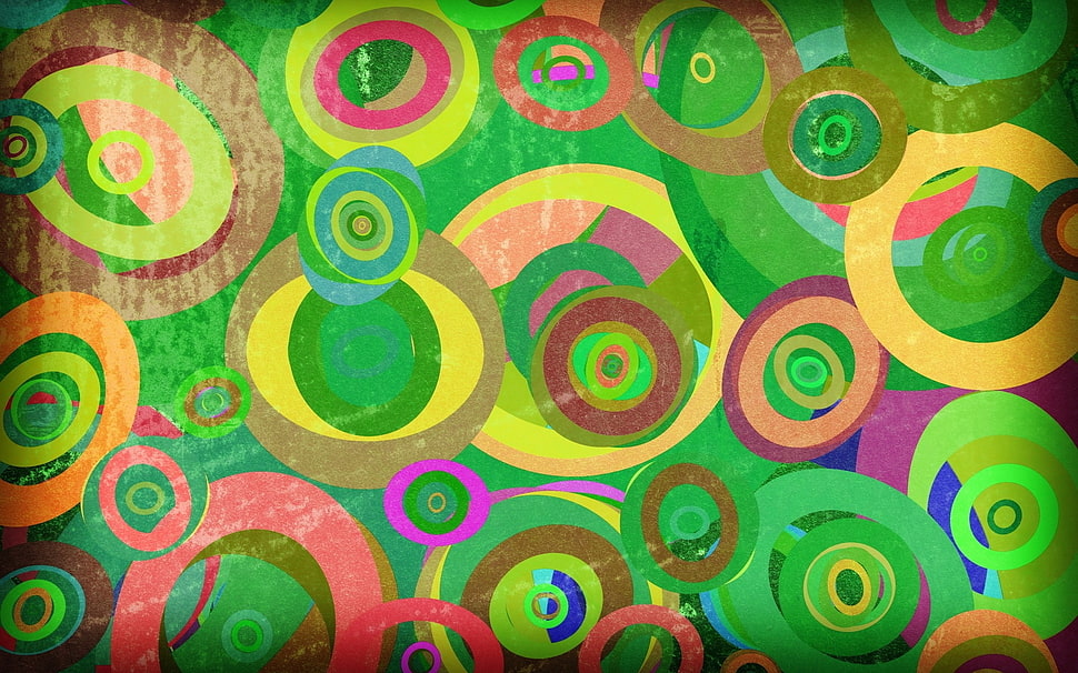 green, pink, and yellow abstract painting HD wallpaper