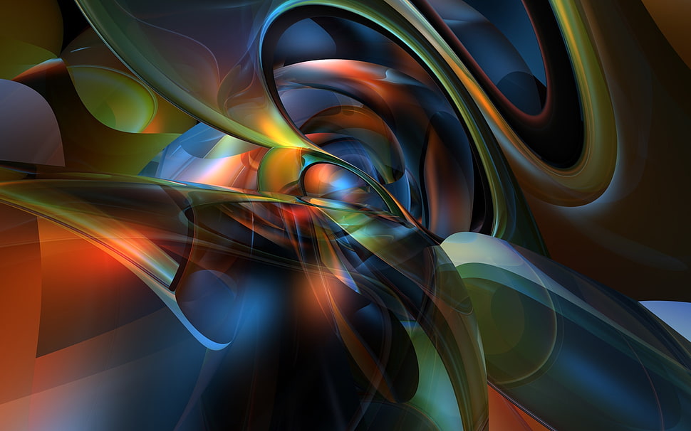 green, red, and black abstract painting HD wallpaper