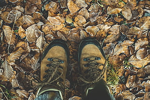 men's brown leather hiking boots HD wallpaper