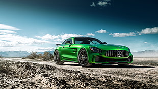green Mercedes-Benz coupe, Mercedes-AMG GT R, Ferrada Wheels, 5K