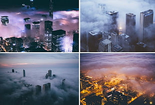 landscape photo of high rise building collage, Chicago, city, landscape, smoke