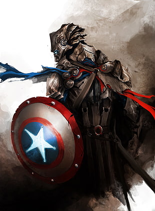 Captain America painting, Captain America, fantasy art, The Avengers, Guild Wars 2